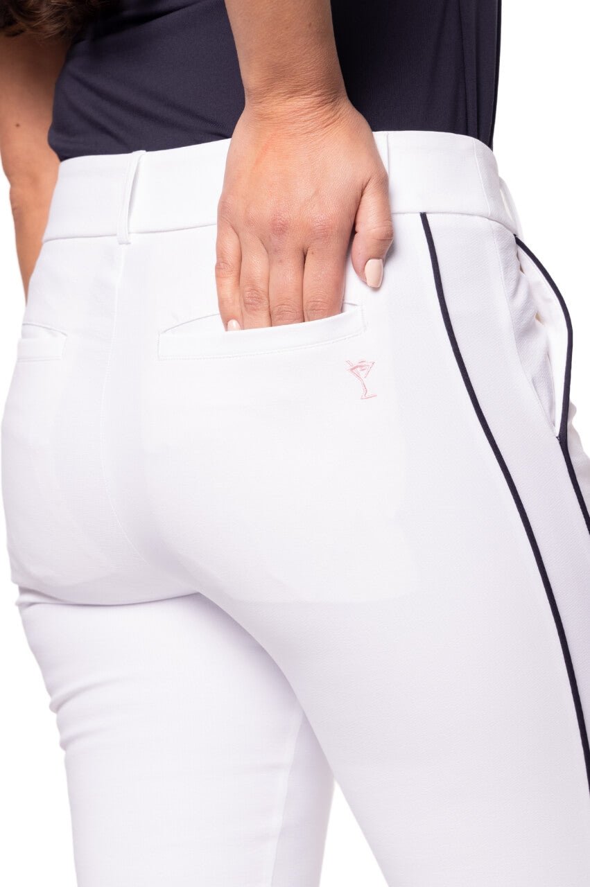 White/Navy Stretch Ankle Pant - GolftiniPant