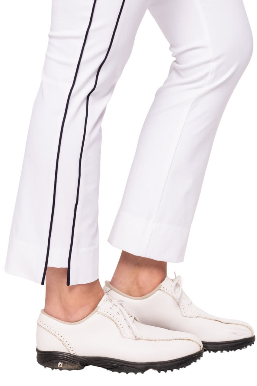 White/Navy Stretch Ankle Pant - GolftiniPant