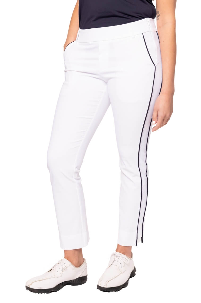 White/Navy Stretch Ankle Pant - GolftiniPant