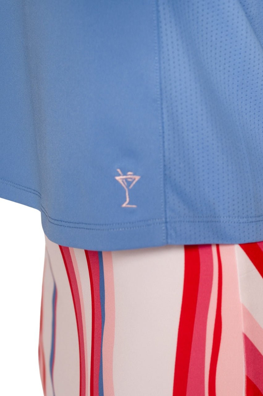 Zoo Blue Long Sleeve Ruffle Polo - GolftiniTops