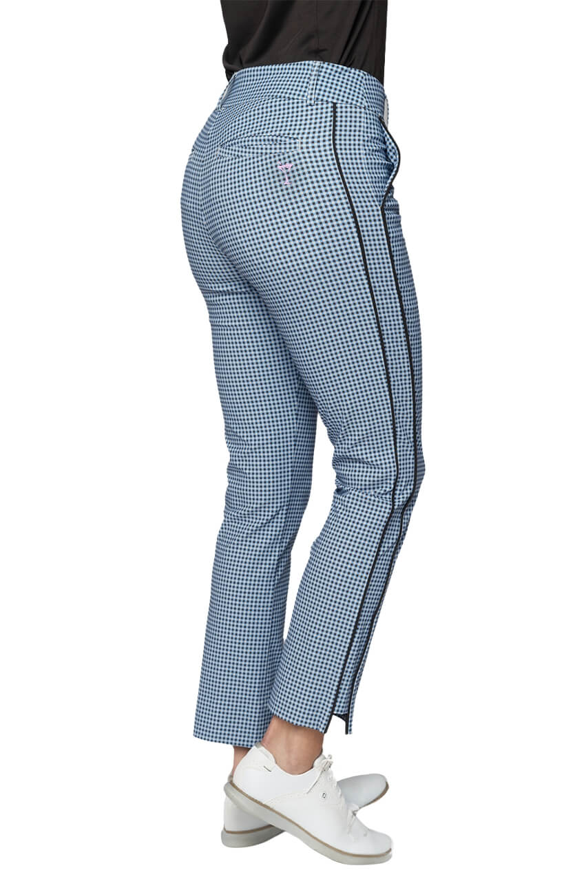 Zoo Blue/Cocoa Checkered Stretch Ankle Pant - GolftiniPant