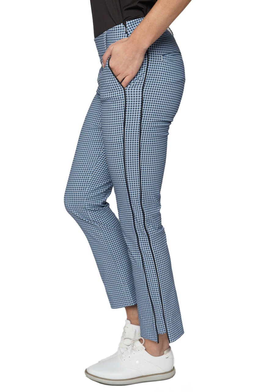 Zoo Blue/Cocoa Checkered Stretch Ankle Pant - GolftiniPant